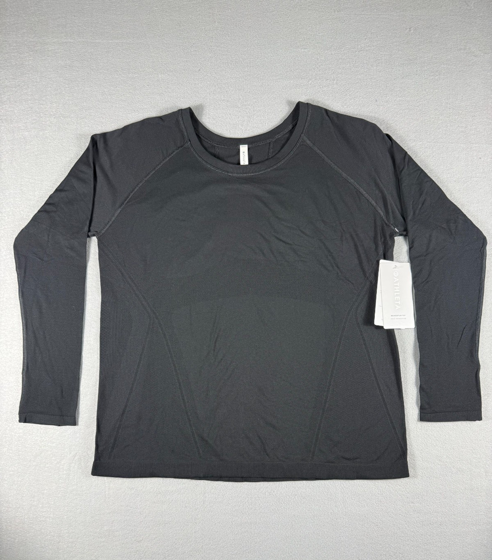 Athleta Momentum Top Long Sleeve Seamless Workout Shirt Black Plus Size 1X